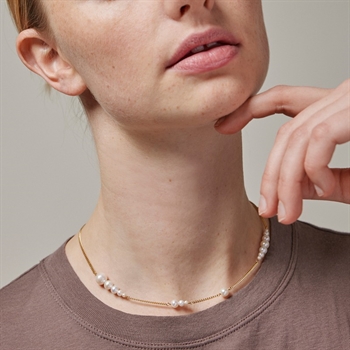 Enamel Carmen-Halskette mit Perlen in vergoldete silber 